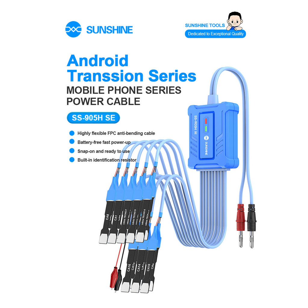 SUNSHINE SS905H SE Android Power Cable ยืดหยุ่น FPC AntiBend Design BuiltIn ตัวต้านทานแรงดันไฟฟ้าเกินสําหรับ HW OP SAM Transsion ซ่อมโทรศัพท์