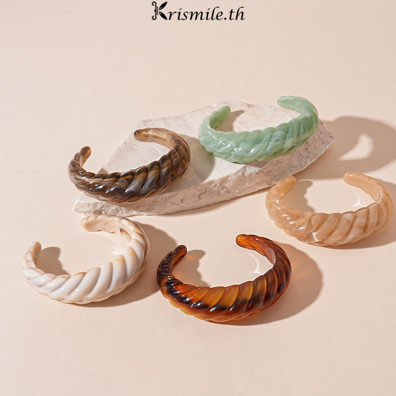 COD-ในไทย💖กำไลข้อมือแบบเปิดเกลียวอะครีลิกย้อมสีสำหรับผู้หญิงสไตล์เรโทรเรียบง่ายระดับไฮเอนด์-Kri - รูปที่ 4