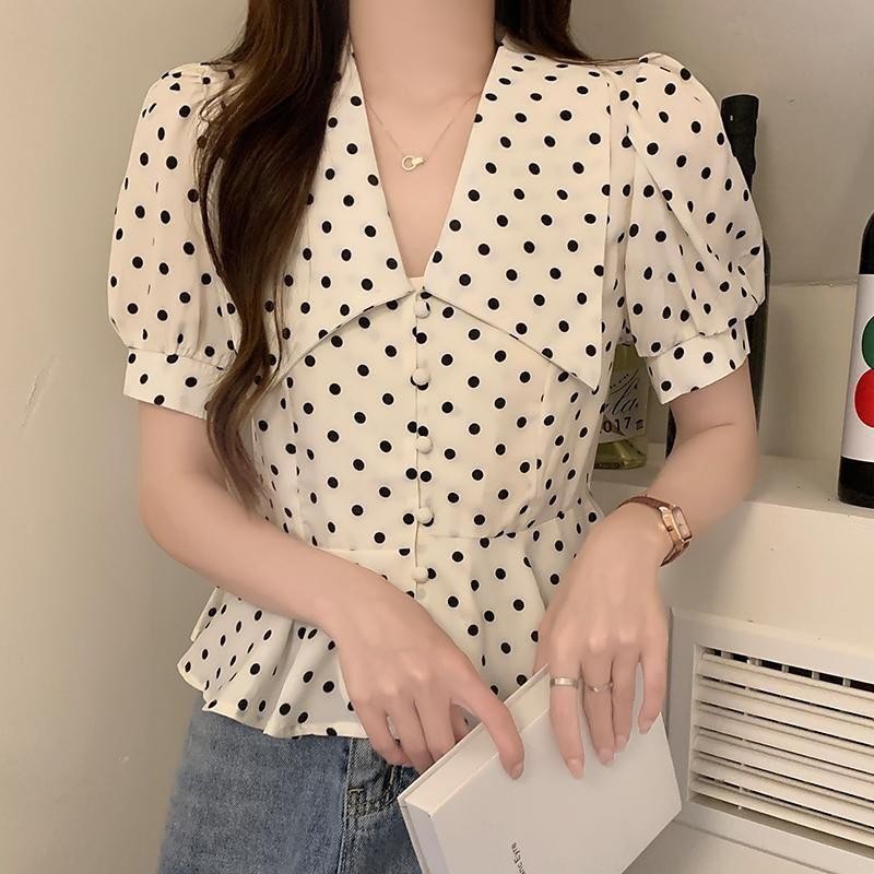 Chili Koko เสื้อเชิ้ตแขนสั้นสำหรับผู้หญิง, สไตล์ลำลองฤดูร้อน, เสื้อเชิ้ตแขนหลวม, เสื้อผ้าสตรีย้อนยุค 99139 รูปที่ 8