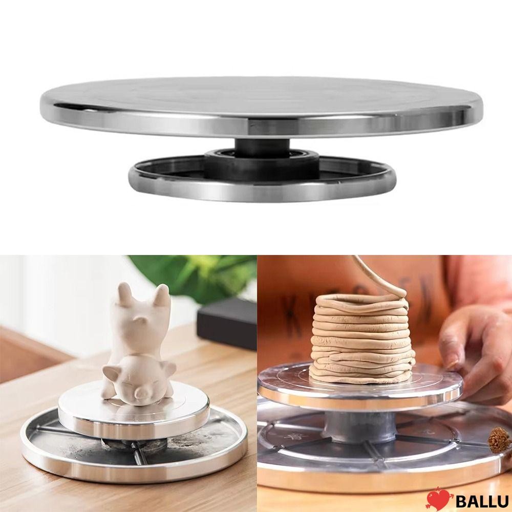 BALLU จานหมุนอะลูมิเนียมหน้าคู่ 360 ° หมุนรอบประติมากรรม ,มัลติฟังก์ชั่สองด้าน11ซม-25ซมเครื่องปั้นดินเผาล้อสําหรับเซรามิกดินหุ่นรุ่น