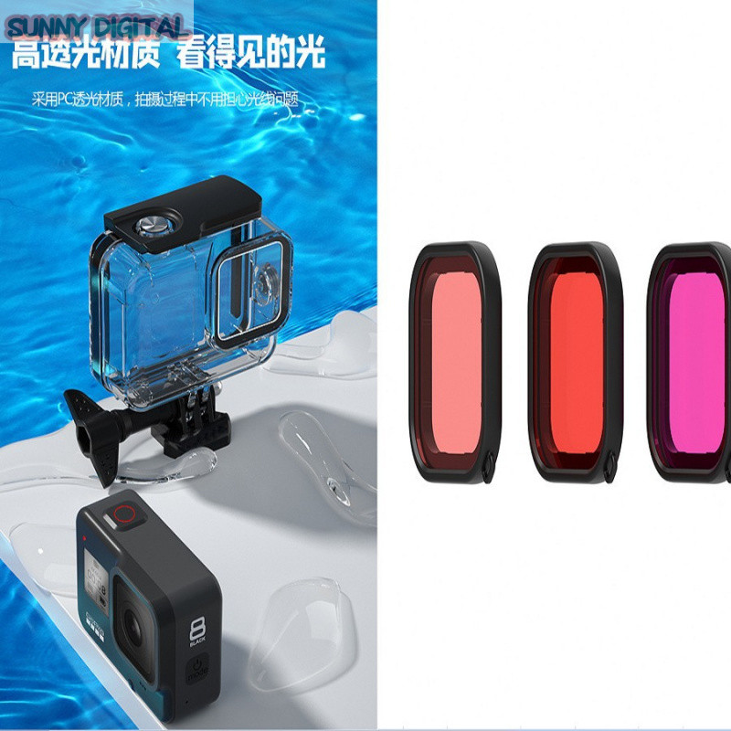 กล่องกันน้ำ Goprohero8Black กล่องกันน้ำสำหรับกล้องแอคชั่น Gopro8 อุปกรณ์ดำน้ำ Gopro8