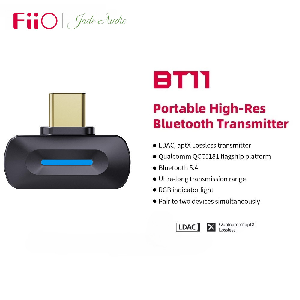 FiiO BT11 Type-C Bluetooth 5.4 เครื่องส่งสัญญาณสําหรับเครื่องเล่นมือถือ/เกมไปยังหูฟังไร้สาย LDAC/Apt