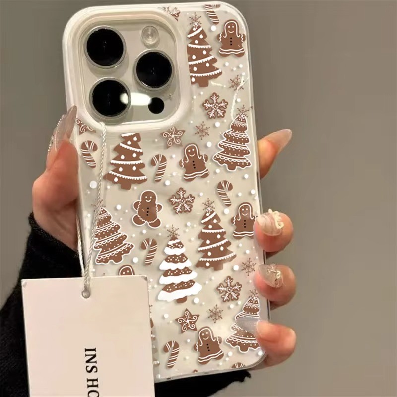 การ์ตูนต้นคริสต์มาส Snowman เคสโทรศัพท์สําหรับ iPhone 16 15 Plus 17 AIR 13 12 11 Pro Max 14 Plus พับเนื้อนุ่มกันกระแทก