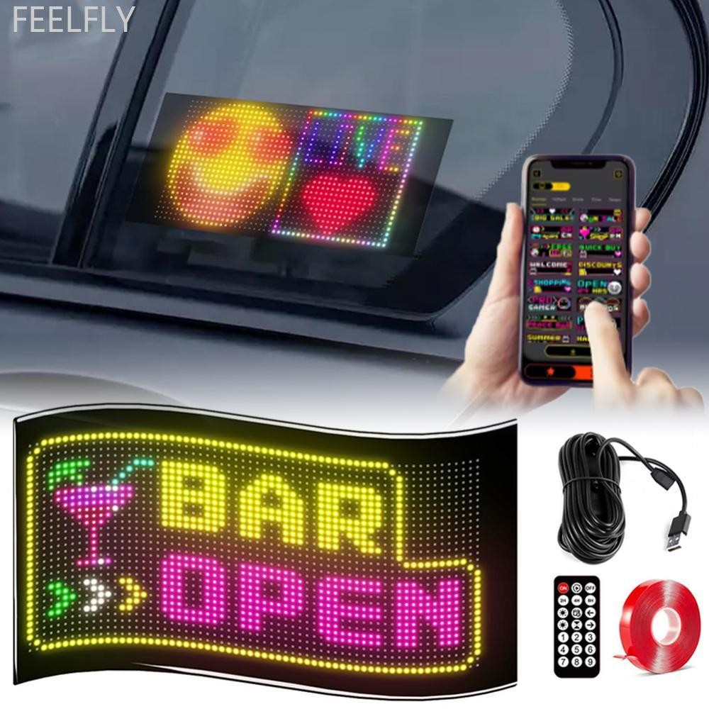 FEELFLY รถ RGB LED Matrix Pixel แผงโปรแกรม LED ป้ายรถบรรทุกตาป้ายภาพเคลื่อนไหวบลูทูธ App ควบคุมยืดหย