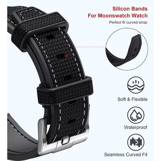สายซิลิโคนปลายโค้ง 20 มม. สําหรับ Moonwatch - สายนาฬิกาสํารองกันน้ําและทนทาน | อุปกรณ์เสริมที่รองรับ พระเจ้าช่วย ราคาไม่แพง