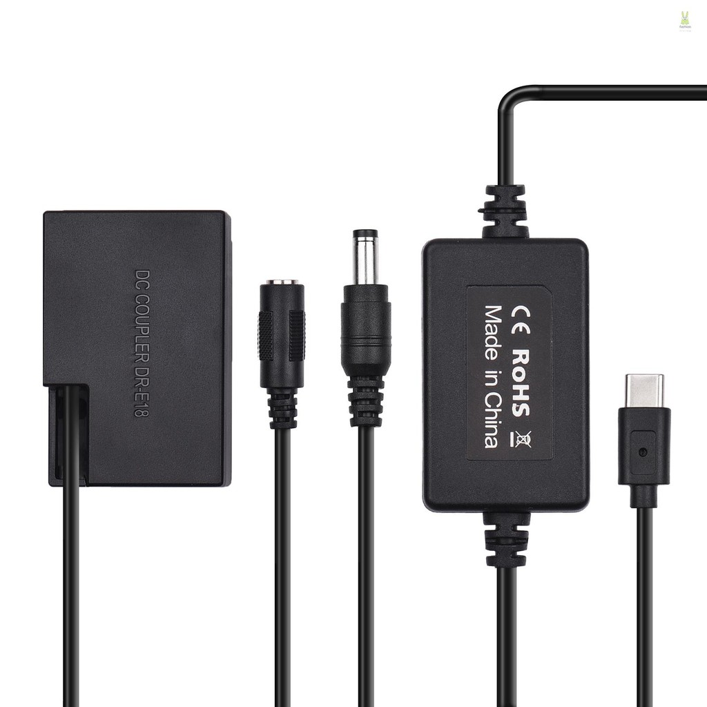 PD USB Type-C สาย DR-E18 Dummy แบตเตอรี่ DC Coupler LP-E17 สําหรับ Canon 750D 760D T6S 77D 800D 200D