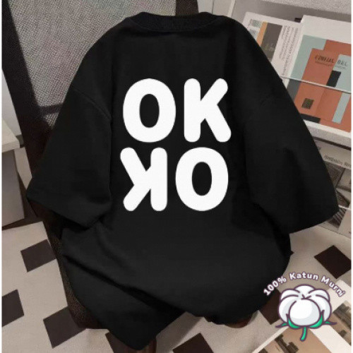 KATUN เสื้อยืดผ้าฝ้าย 100%/เกาหลี Unisex | OKKO OverSize Motif | คอกลมฤดูร้อน