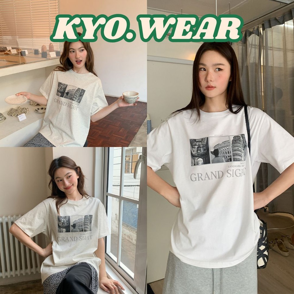KYO 🌸 เสื้อยืดสตรีไซส์ใหญ่ คอกลม  สไตล์เกาหลี Cotton 100% ผ้านุ่มใส่สบาย ใส่ได้ทุกโอกาส "GRAND SIGHT"