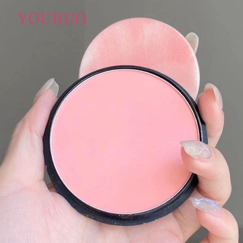 YOURUO สตรอเบอร์รี่นมผง Blusher แผ่น Matte ง่ายต่อการสีธรรมชาติขนาดใหญ่ความจุ Powder Blusher พีชนมชาผง Blusher