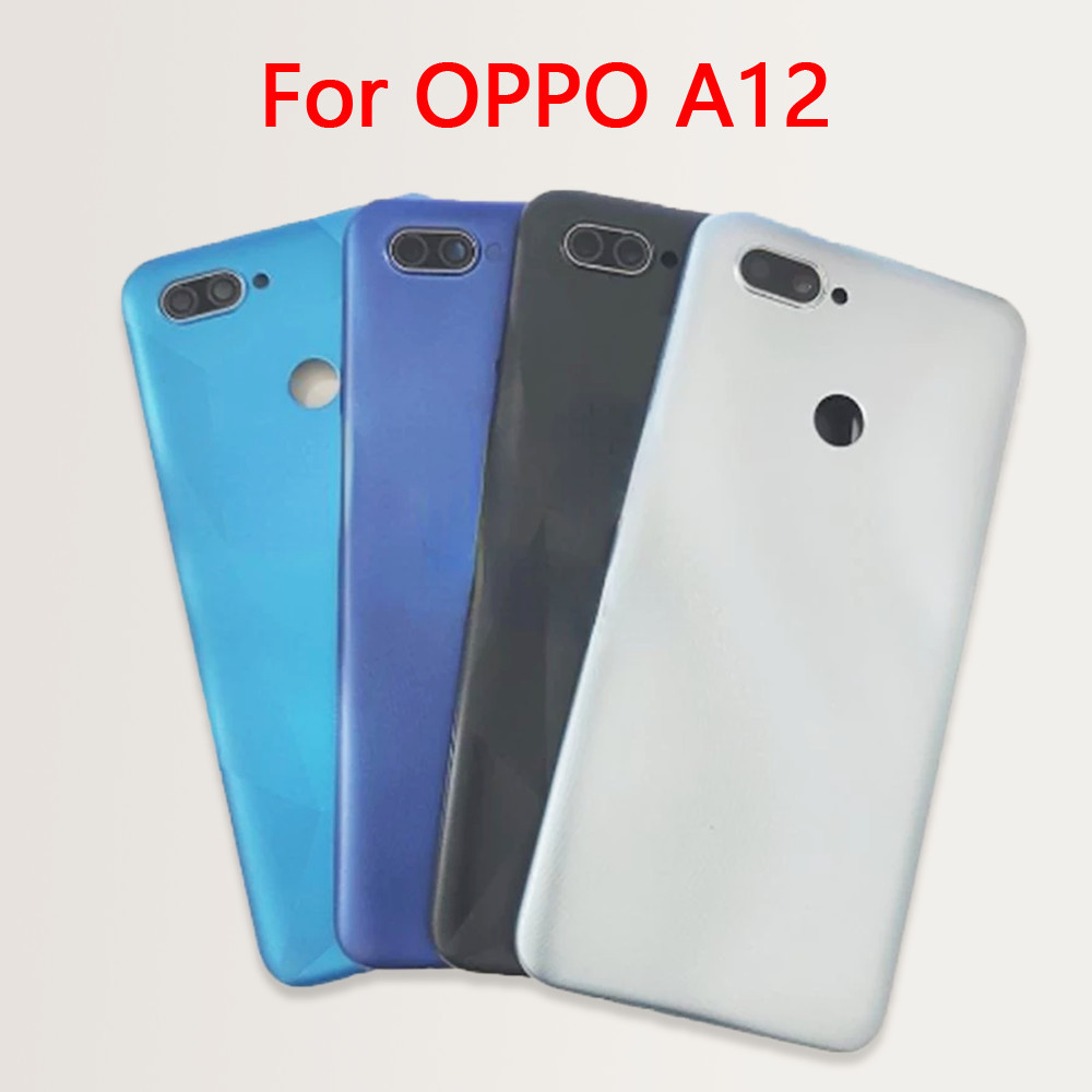 ฝาครอบแบตเตอรี่ด้านหลังสําหรับ OPPO A12 ด้านหลังประตูกรณีฝาหลังพร้อมปุ่มปรับระดับเสียงไฟฟ้า