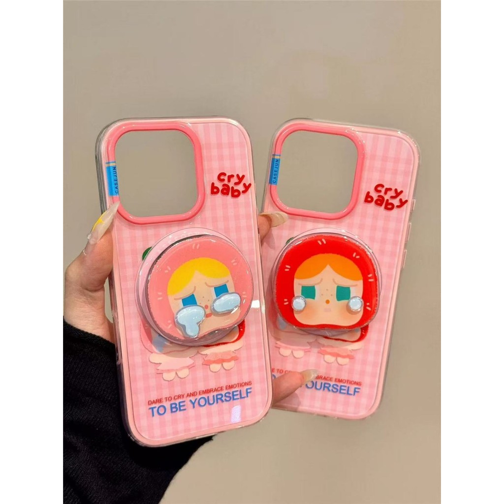 ลายสก๊อตน่ารักร้องไห้เด็กวงเล็บแม่เหล็กเคสโทรศัพท์เหมาะสําหรับ iPhone11/12/13/14/15/16 12Promax 11Promax 12Pro 14plus 15Promax DULN