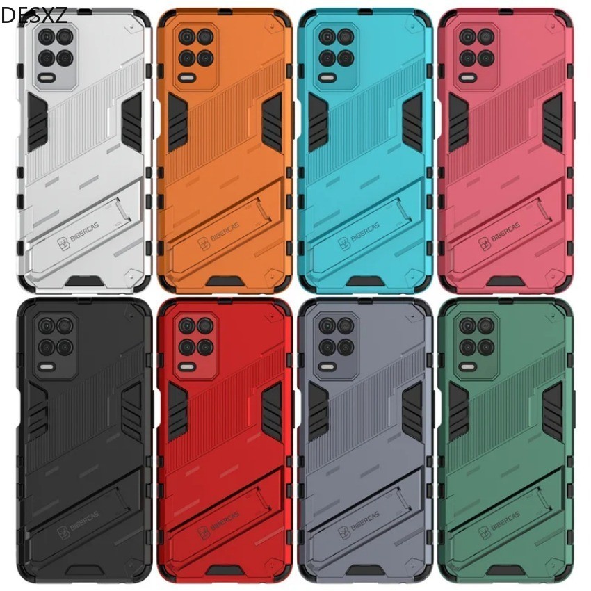 เกราะกันกระแทกเคสโทรศัพท์สําหรับRealme 9i 8i 7 Pro Plus C21y C25y C63 C61 C53 C12 C15 PC TPU Punkสไตล์ที่วางขาตั้งฝาครอบโทรศัพท์