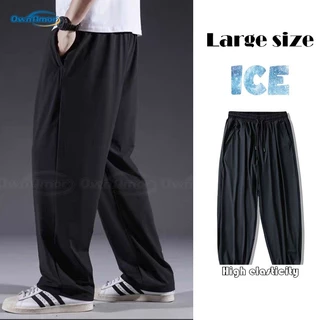 【พร้อมส่งในไทย | 4XL-8XL】กางเกงจ๊อกเกอร์ไซส์ใหญ่ ผ้าไหมเย็น ระบายอากาศ ยืดหยุ่น กางเกงลําลอง