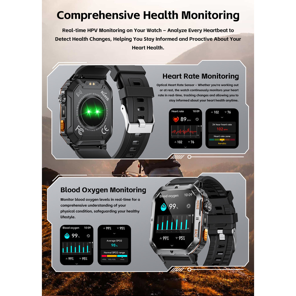 2025 ใหม่กลางแจ้งสมาร์ทนาฬิกาผู้ชายผู้หญิง1000มิลลิแอมป์ชั่วโมงแบตเตอรี่สแตนด์บายนานพิเศษ3ATMกันน้ําบลูทูธโทร2.01จอแสดงผล สบายใจกีฬาออกกําลังกายส - รูปที่ 7