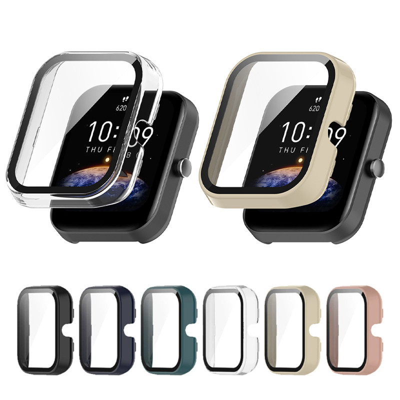 เคสกระจกนิรภัยคลุมทั้งหมดปกป้องหน้าจอเปลือกแข็งสําหรับ Huami Amazfit Bip 3 Pro Bip3