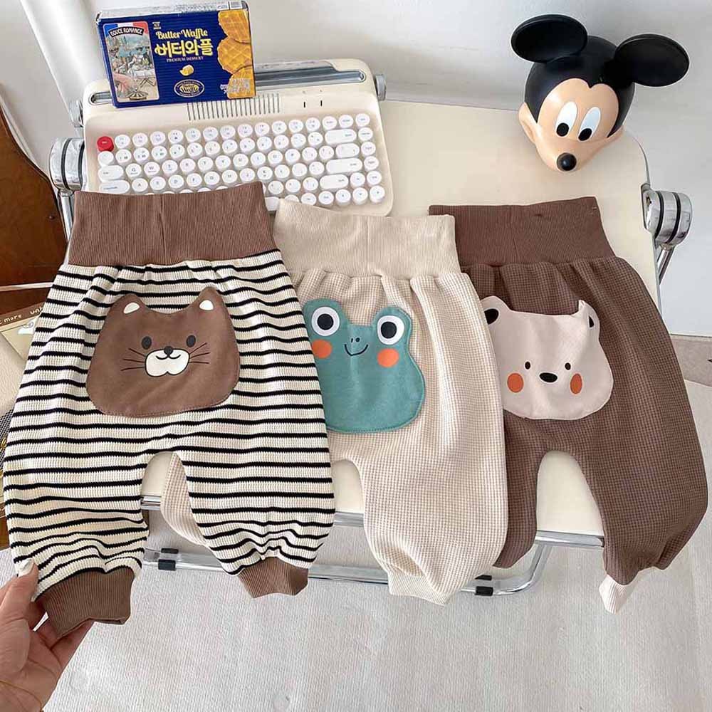 กางเกงเด็กทารก สไตล์ฤดูใบไม้ผลิกับใบไม้ร่วง เอวสูง ป้องกันความเย็น แบบลายการ์ตูน