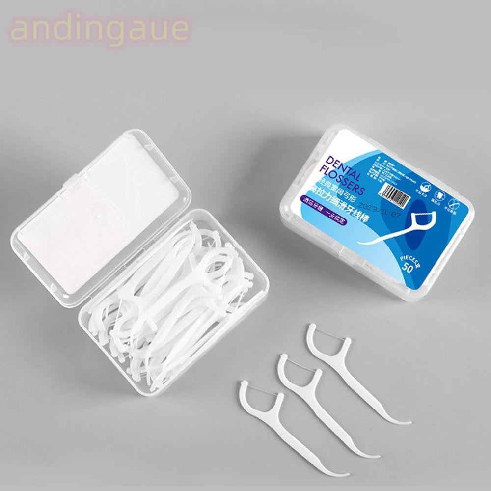 ANDIN 50 ชิ้น/กล่องไหมขัดฟัน,กล่องไหมขัดฟัน Oral Care Flosser Picks,คุณภาพสูงทิ้งทําความสะอาดฟันไม้จิ้มฟันพลาสติกบ้าน