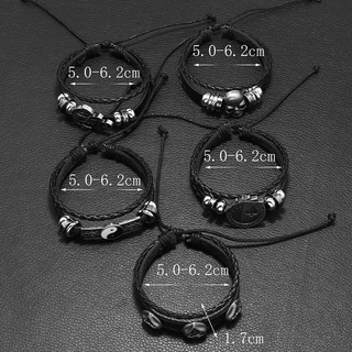 สายรัดข้อมือหนังสไตล์ปังก์โกลิก สเกルเพนแทแกรม สำหรับผู้ชาย สร้อยข้อมือ retro พร้อมสร้อยข้อมือ