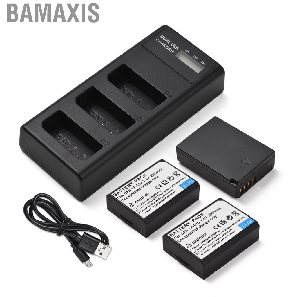 Bamaxis BAMAXIS LP-E10 เครื่องชาร์จแบตเตอรี่ 3-Slot พร้อมตัวบ่งชี้ LED Micro USB & Type C พอร์ต + 3P