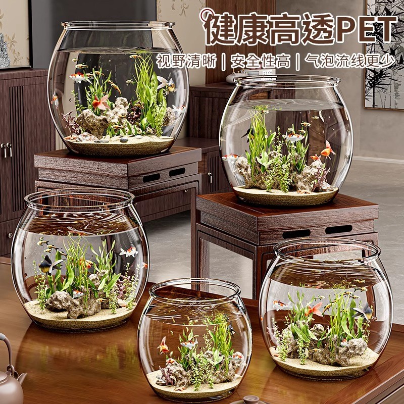 ถังปลาพลาสติกใสโปร่งใส Aquarium Micro ภูมิทัศน์ภูมิทัศน์ Touch-Resistant Unbreakable Office เต่าประดับถัง