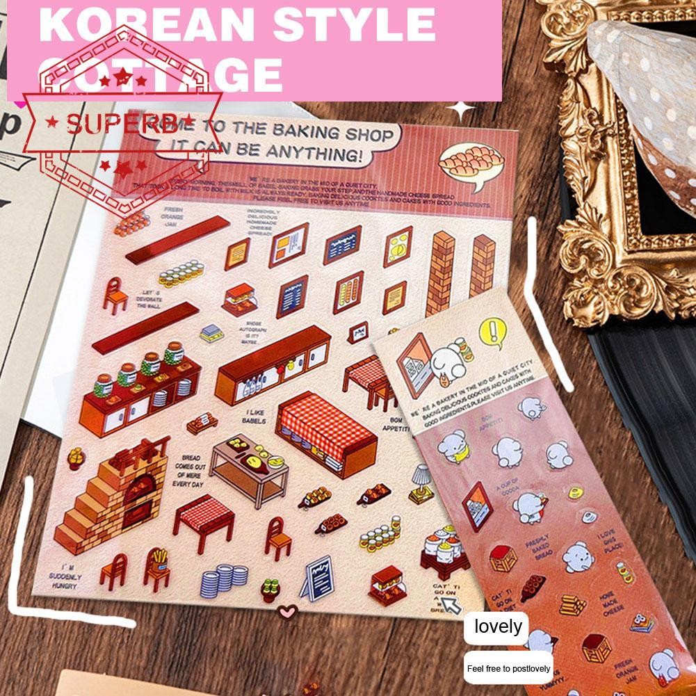 Creative Diy 3d House สติกเกอร์การ์ตูนแบบใช้ซ้ําได้ฉากตลก Miniature O8s2