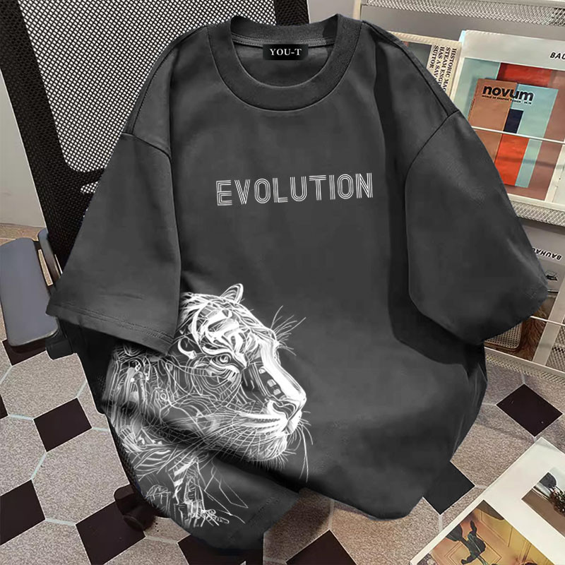 Basi💥เสื้อยืด oversize เสื้อสตรีท unisex โคตรนุ่ม เสื้อ cotton 100% ไม่หดตัวลาย เสื้อไม่ยับ ลาย "EVOLUTION"