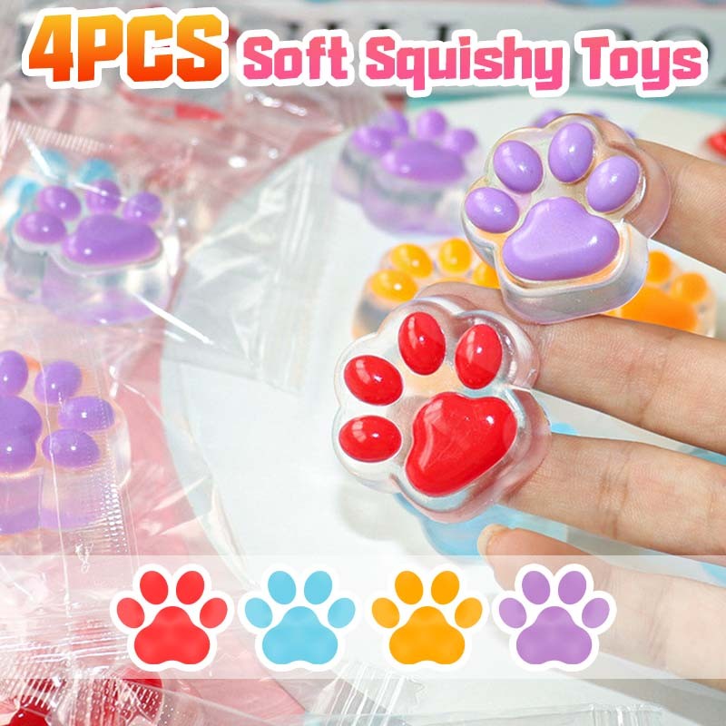 STARX 1/2/4 ชิ้น Mini Cat Paws Taba Squishy ของเล่น Kawaii บีบของเล่นนุ่มสมจริง โปร่งใส Rebound Jelly ช้า Sensory ของขวัญเด็ก