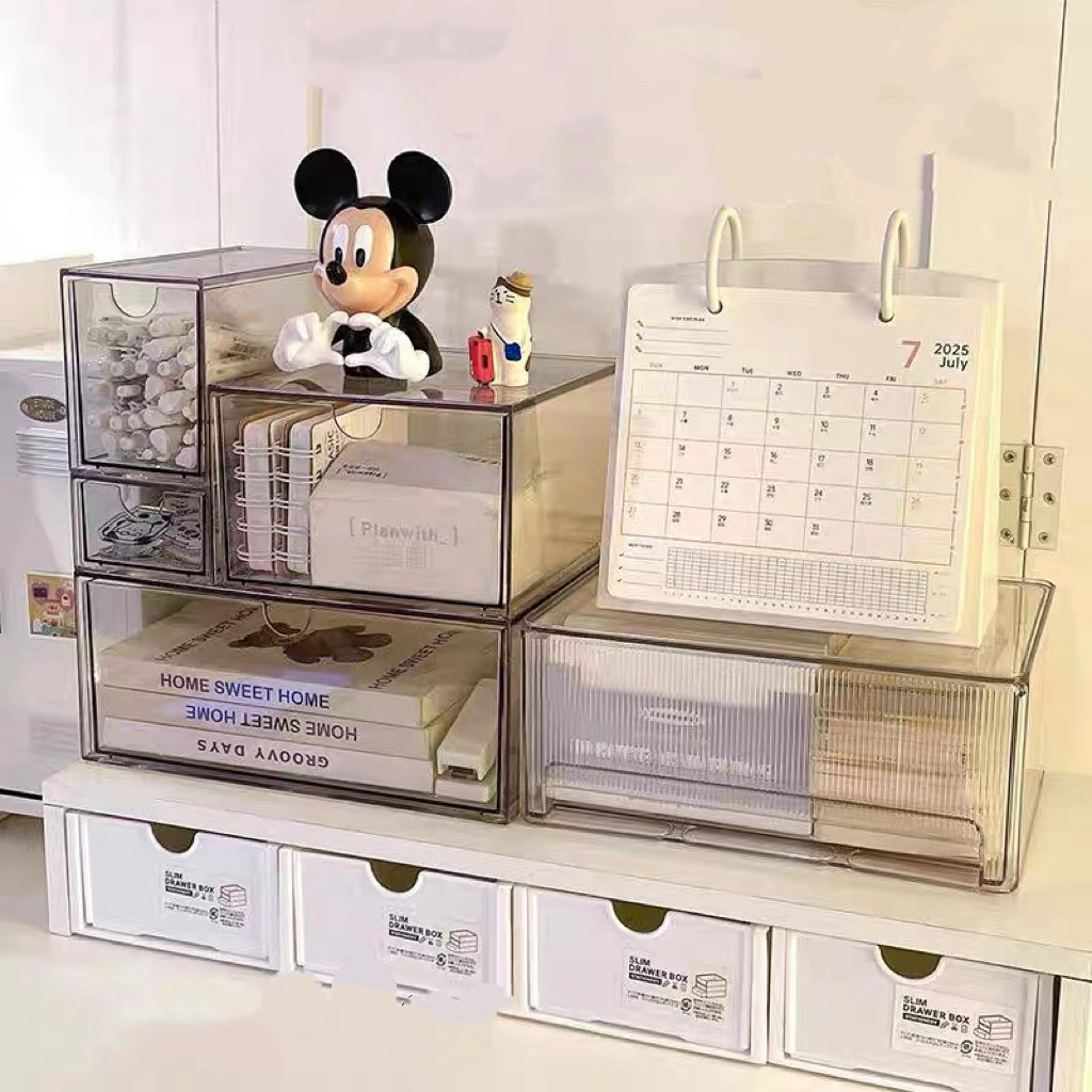 DIY กล่องใส่ของ ลิ้นชักเล็ก กล่องเก็บอุปกรณ์ตั้งโต๊ะ หลายขนาดประกอบ วางซ้อนกันได้ KKHOME - รูปที่ 4