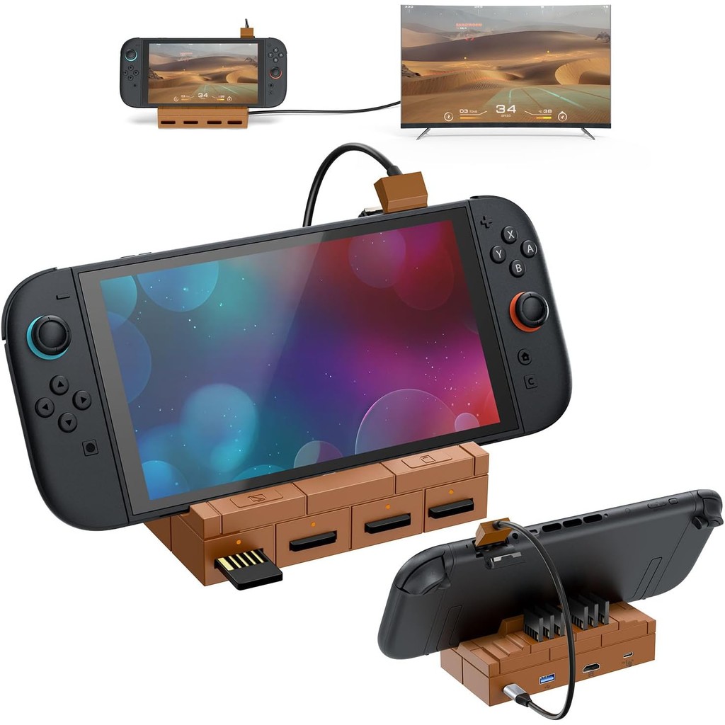 Switch 2 TV Dock พร้อมอะแดปเตอร์ 4K/60Hz HDMI 2.0A สําหรับ Nintendo Switch 2 2025, พอร์ต USB 3.0 - แ