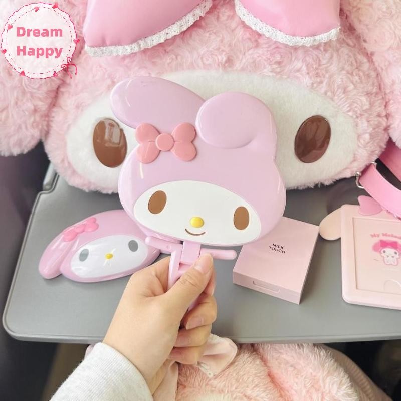DreamHappy Sanrio My Melody กระจกแต่งหน้ามือถือเดสก์ท็อปน่ารักกระจกเครื่องสําอางพับได้ของเล่นเด็กผู้หญิงของขวัญ TH