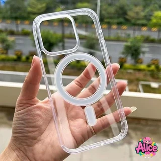 แม่เหล็ก เคสใสกันกระแทก เคสสําหรับไอโฟน11 เคสชาร์ได้ สำหรับ IPhone16 13 15 7Plus 14 12 11 Pro MAX 8 6 7 6S Plus