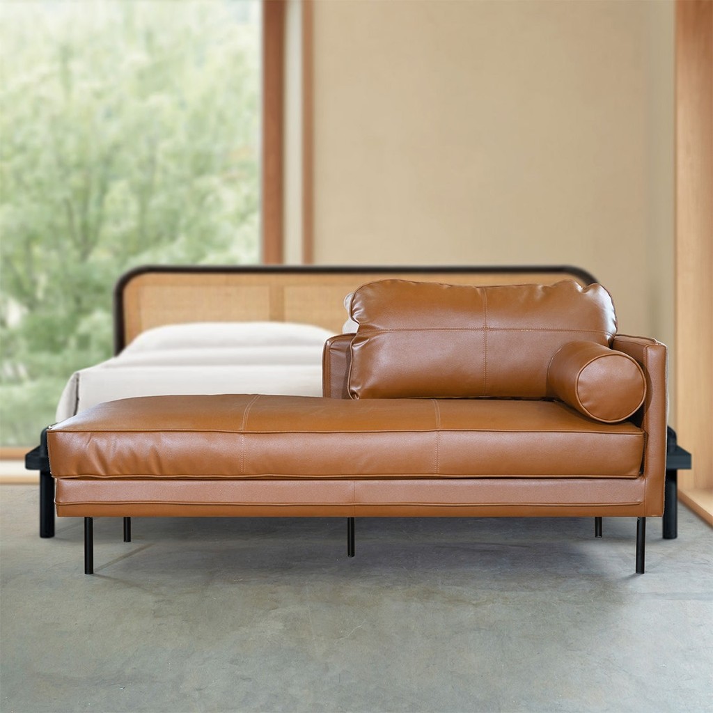 Koncept Furniture โซฟาเดย์เบด Sofast รุ่น CUSHIE ท้าวแขนขวา หนังสังเคราะห์น้ำตาล (180 X 70 X 85 ซม.)  แบรนด์ KONCEPT FUR