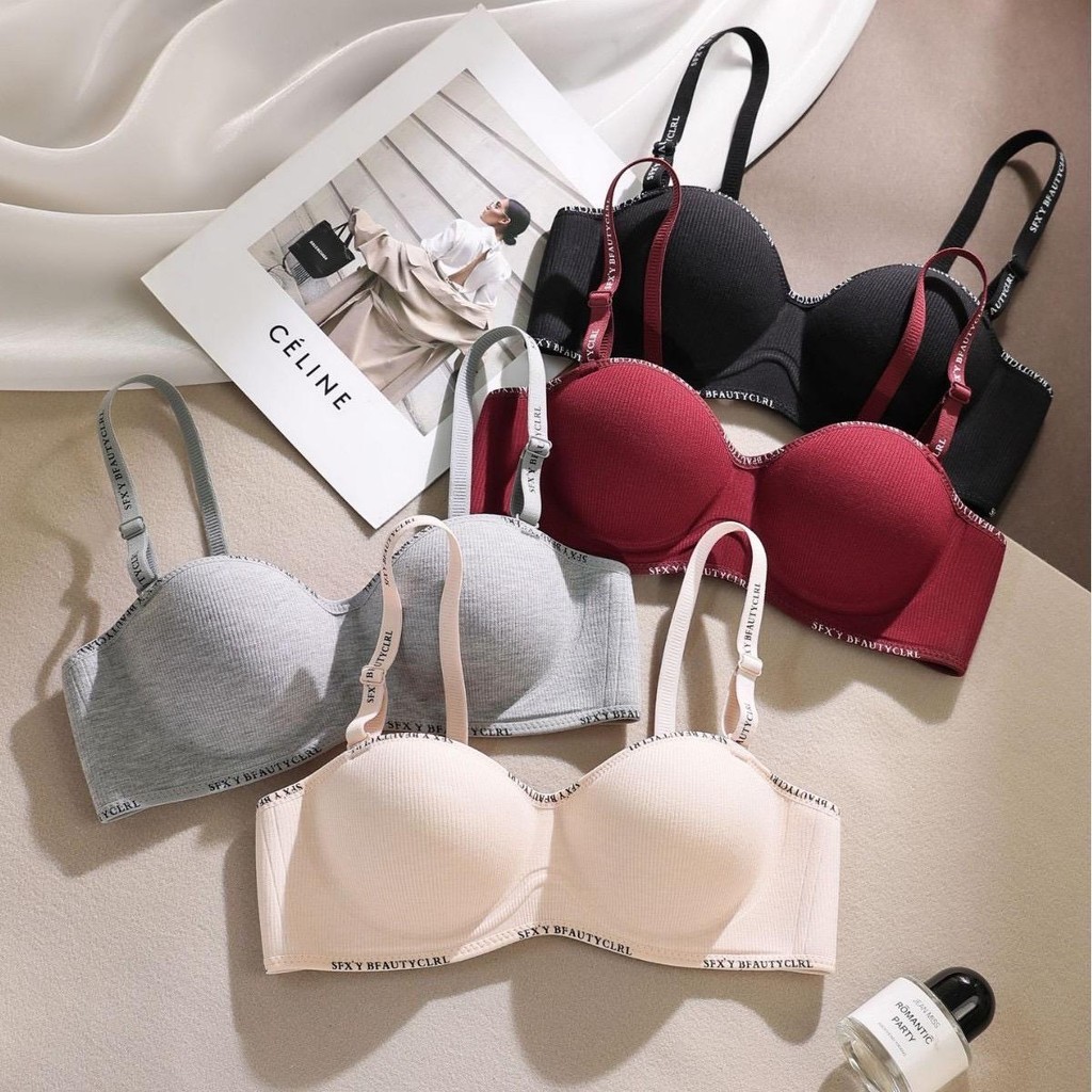 บราไร้โครง ผู้หญิง ฟองน้ำบาง บราดันทรงสวย สำหรับสาวอกเล็ก ใส่สบาย เสื้อชั้นในไร้โครง ทรงครึ่งเต้า ครึ่งคัพ บราดันทรง