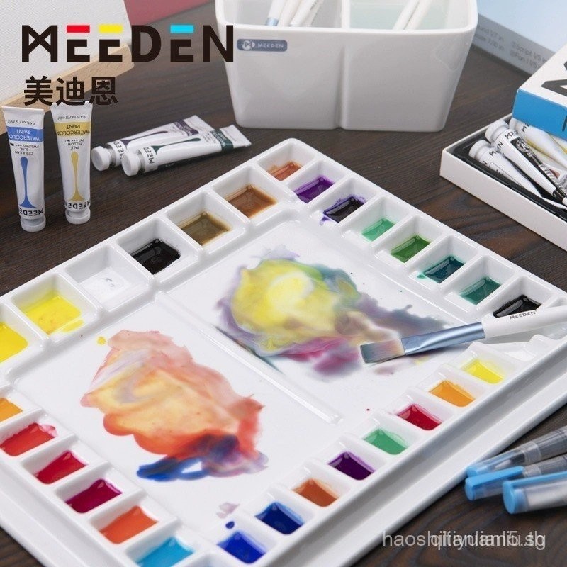 MEEDEN Medion สีน้ําเซรามิค Palette แบบพกพา Professional Art ภาพวาดสี Palette