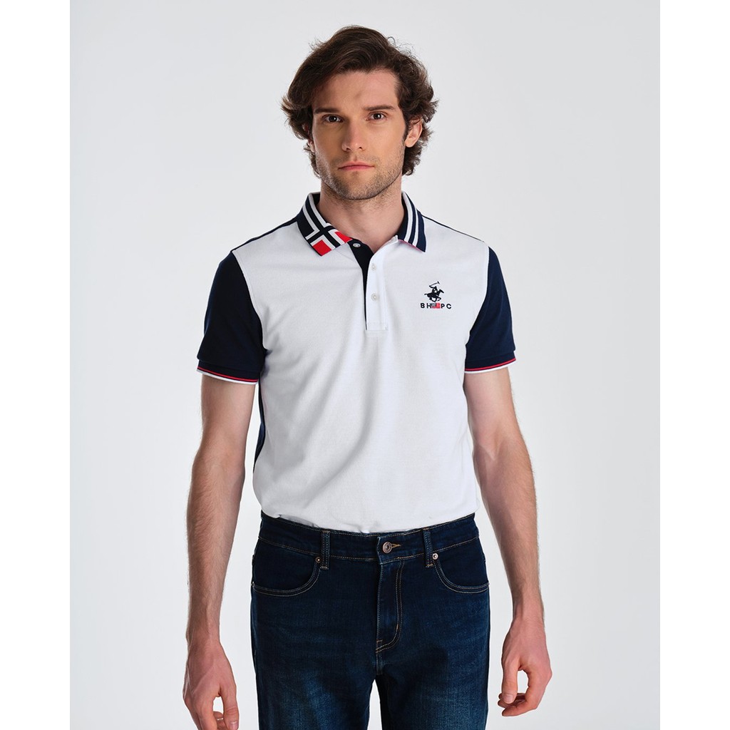 BEVERLY HILLS POLO CLUB - เสื้อโปโลผู้ชายคอปกแขนสั้นแฟชั่น PMSSS23TL053-WTM
