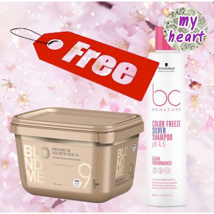 ซื้อ มี แถม Schwarzkopf Blondme Premium Lightener 9+ 450g แถม Schwarzkopf Silver Shampoo 250ml