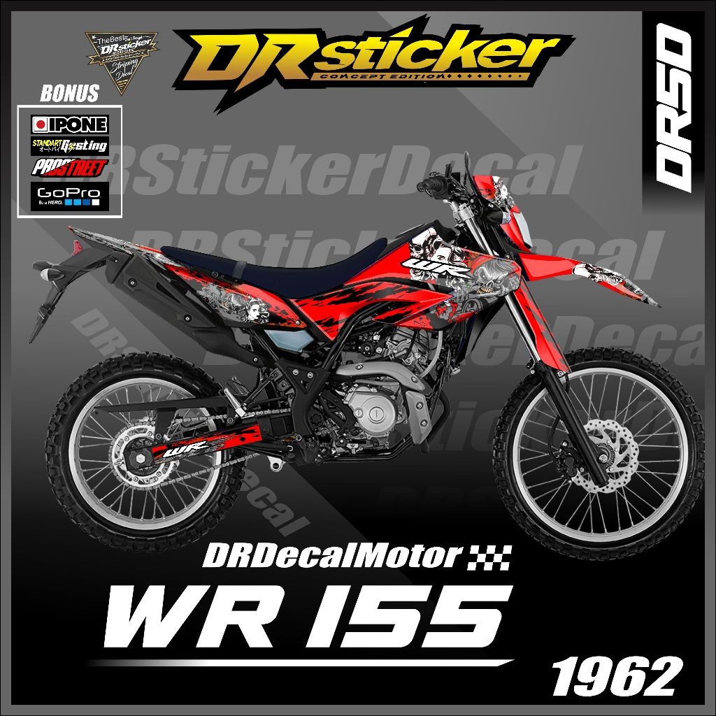 สติ๊กเกอร์รูปลอก Wr 155 Motif kabuki x skull Full Body Free Request Design Number Name Color Sticker