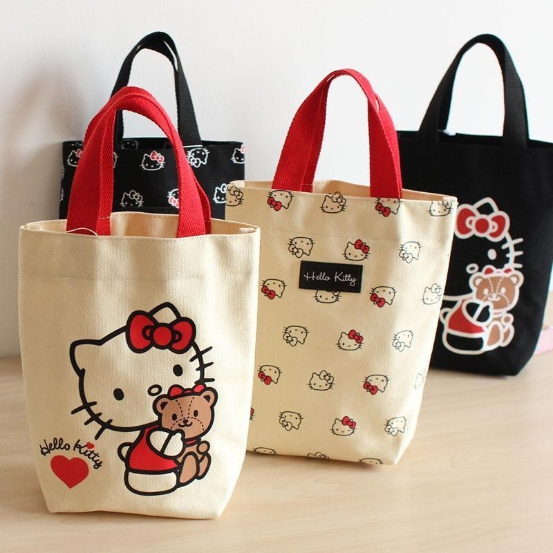 Office Worker Portable Tote Bag Canvas Bucket Bag Cute Bucket-Shaped Hand-Carry Lunch Bag Baby Mom Outing Handbag