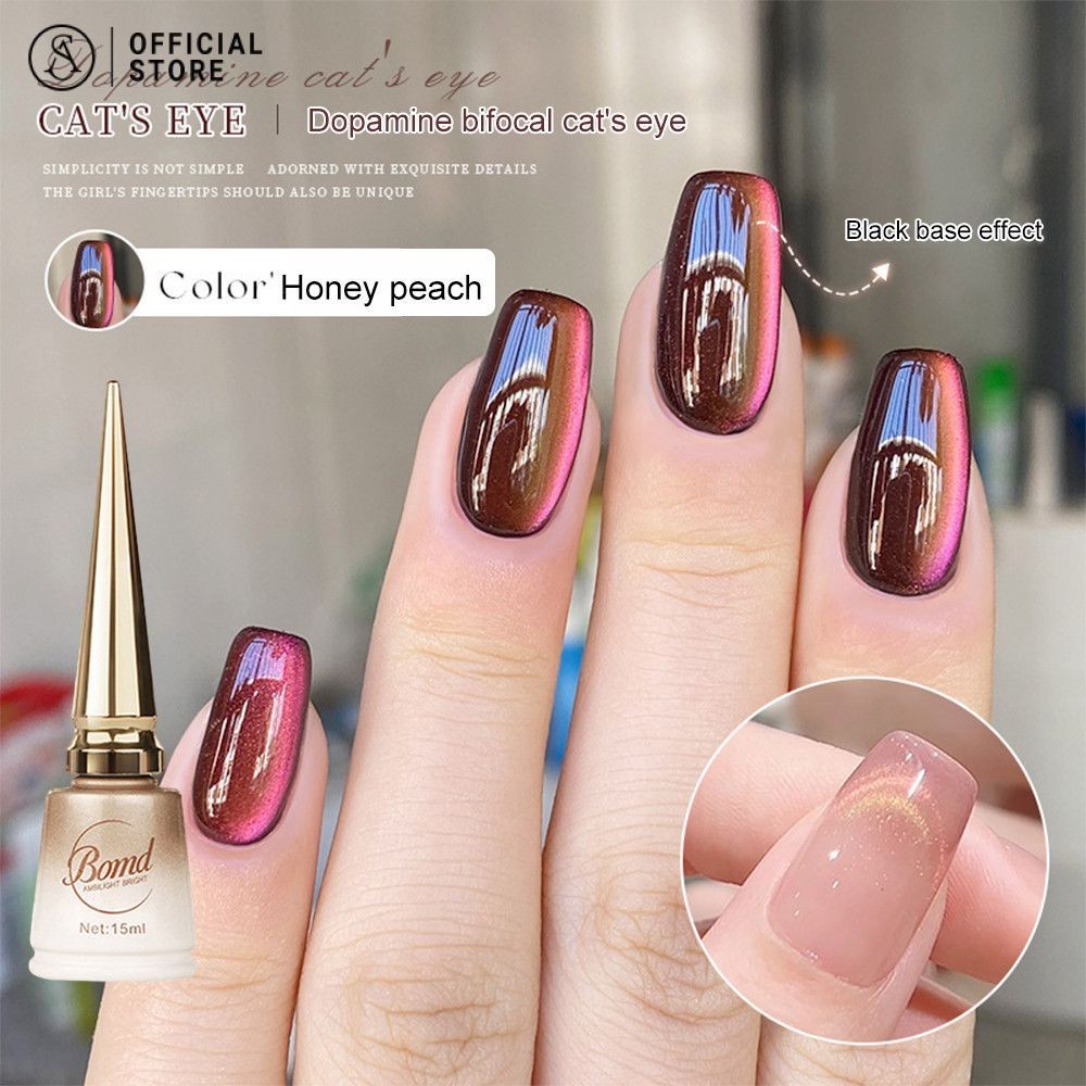 สีเจล กาวยาทาเล็บ สีเจลแม่เหล็ก สีลูกแก้วแคทอาย เจลทาเล็บแคทอายแบบ Dual-light ด้วยดอกไม้ไฟ Crystal Cat Eye Gel 15ml