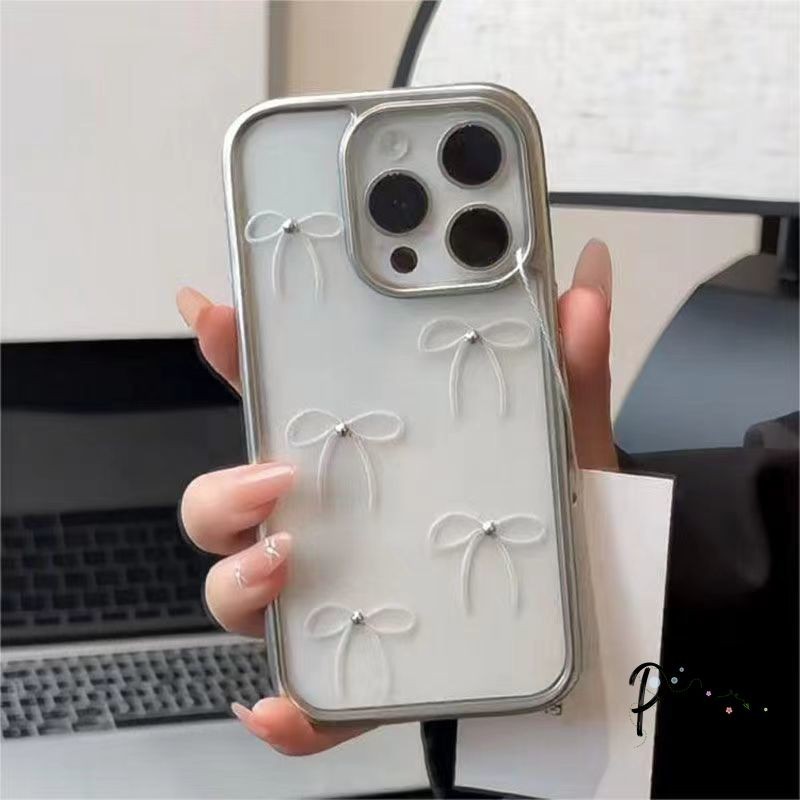 ตัวเรือนโบว์น่ารักเข้ากันได้กับ IPhone 11 15 13 12 14 Pro Max 7PLUS XR 8 14 15 7 Plus XS X MAX SE 2020 ปกโปร่งแสง