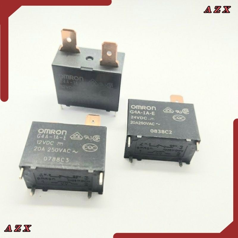 ใน กทม G4A-1A-E รีเลย์ 4ขาลงปริ้น  2ขาบนเสียบหางปลา ขนาด 20A 250Vac  มี 12VDC 24VDC