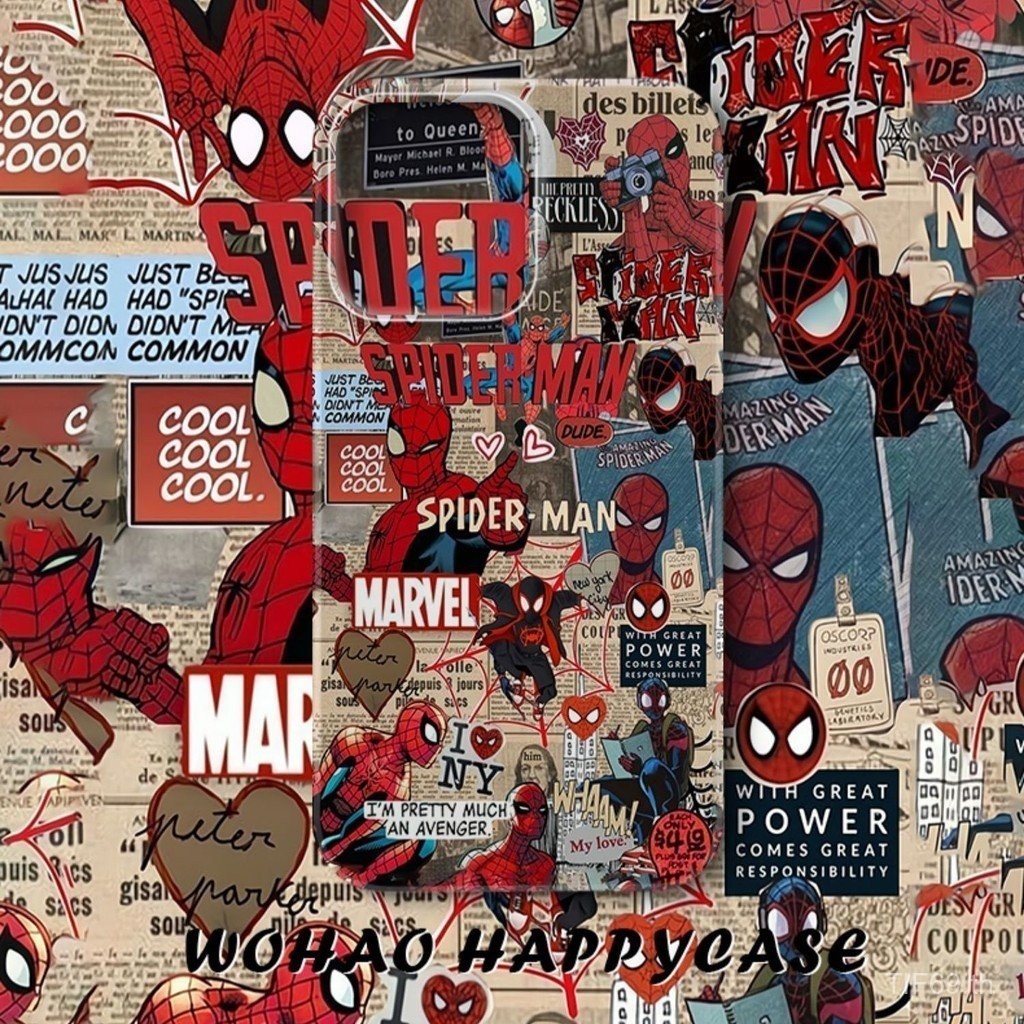 Cool Comics Spiderman iPhoneเคสโทรศัพท์ใช้งานร่วมกับiPhone 14promax 11 12 13 15 promax xr xs xsmaxเคสโทรศัพท์7/8plus 15 14 13 12 11 pro Hard Case Anti-Strike XIYQ