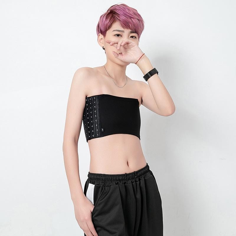 สายรัดหน้าอก แบบแบน 3 แถว เสื้อกล้ามทอม เสื้อกล้าม ยืดหยุ่น ระบายอากาศ ใส่สบาย รัดหน้าอก กระชับสัดส่วนร่างกายA15