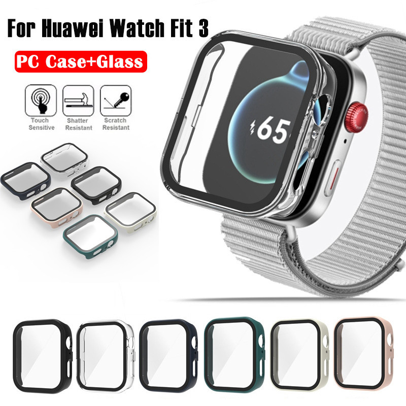 Huawei watch Fit 3 Case PC Full Cover + ฟิล์มกระจกนิรภัย Hard Case สําหรับ Huawei watch Fit3 Casing Huawei อุปกรณ์เสริมนาฬิกาอัจฉริยะ
