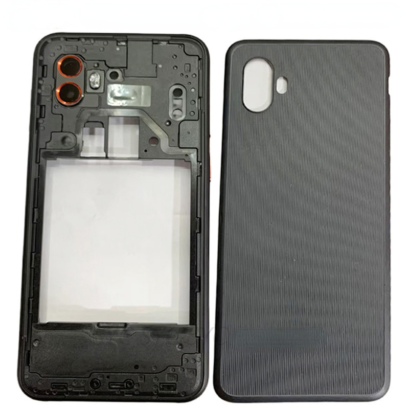 ฝาครอบแบตเตอรี่ด้านหลังประตูสําหรับ Samsung Xcover 6 Pro G736 ฝาหลังกรอบกลางโลโก้อะไหล่ซ่อม