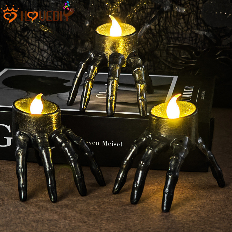 [ แนะนํา ] โคมไฟกลางคืนหัวกระโหลกฮาโลวีน – อุปกรณ์ประกอบฉากบรรยากาศเทศกาล – ตกแต่งห้อง – โคมไฟเทียนอิเล็กทรอนิกส์ – ไฟ LED แมงมุมฟักทอง – ไร้ตําหนิ น่ากลัว