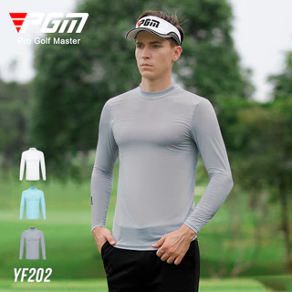 PGM YF202 ชายเสื้อกอล์ฟกันแดดพิมพ์เสื้อแขนยาวเย็นน้ำแข็งผ้าไหมเสื้อยืดผู้ชายป้องกันรังสียูวี