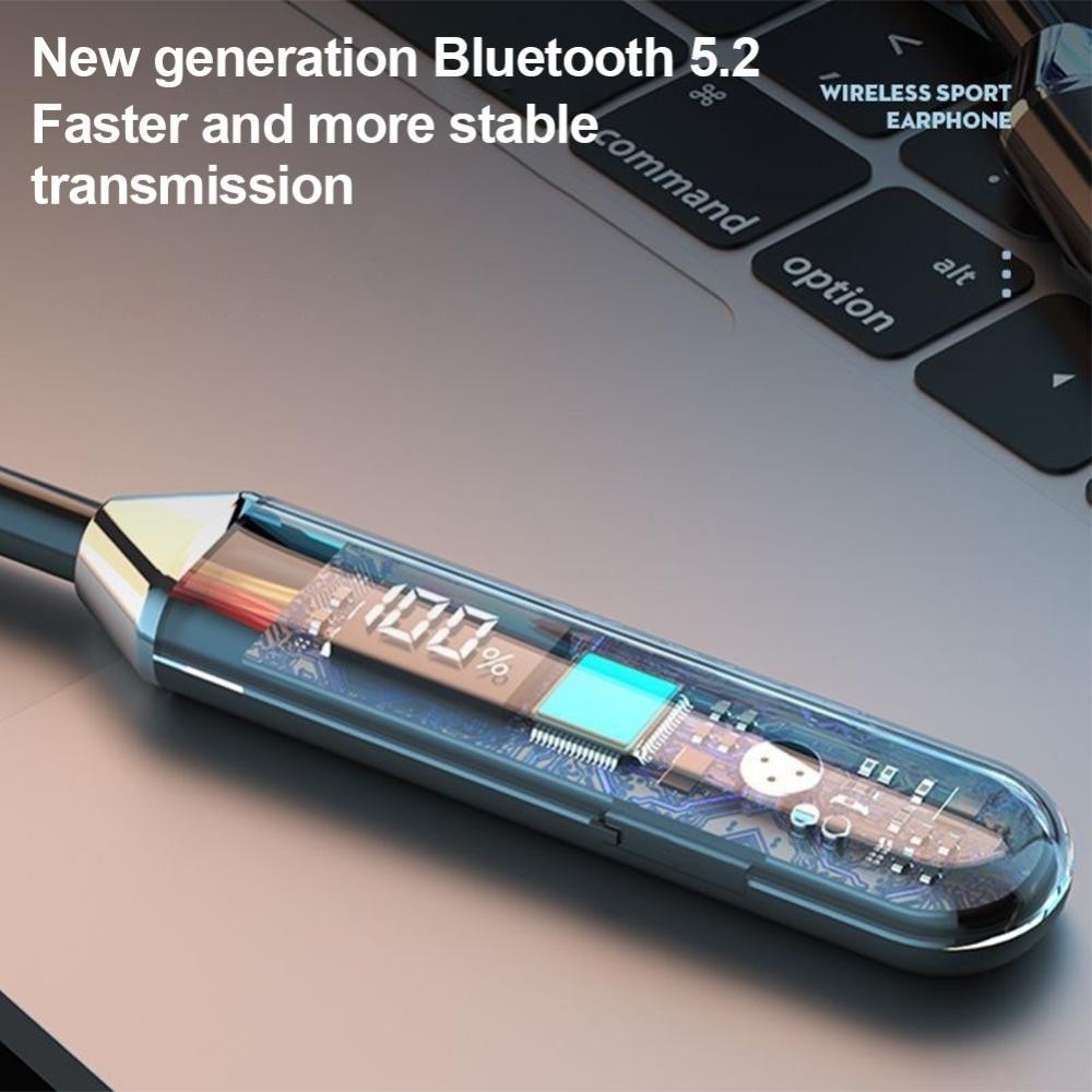 Timekey BNR สายคล้องคอ 5.2 หูฟังบลูทูธสแตนด์บายยาวพิเศษสเตอริโอลดเสียงรบกวนปลั๊กอุดหูหูฟังกีฬาพร้อมจอแสดงผลดิจิตอล J2Y5
