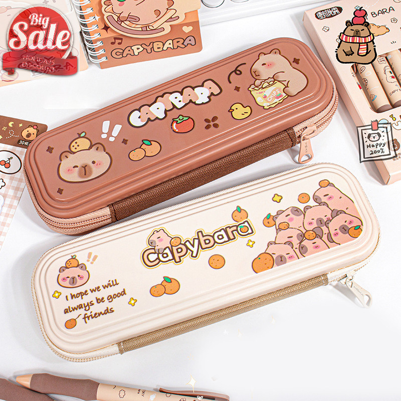 Af น่ารักการ์ตูน Capybara ดินสอขนาดใหญ่ความจุ Dirt-Resistant กระเป๋าดินสอแบบพกพาความงามเครื่องเขียนอุปกรณ์สํานักงานโรงเรียน A