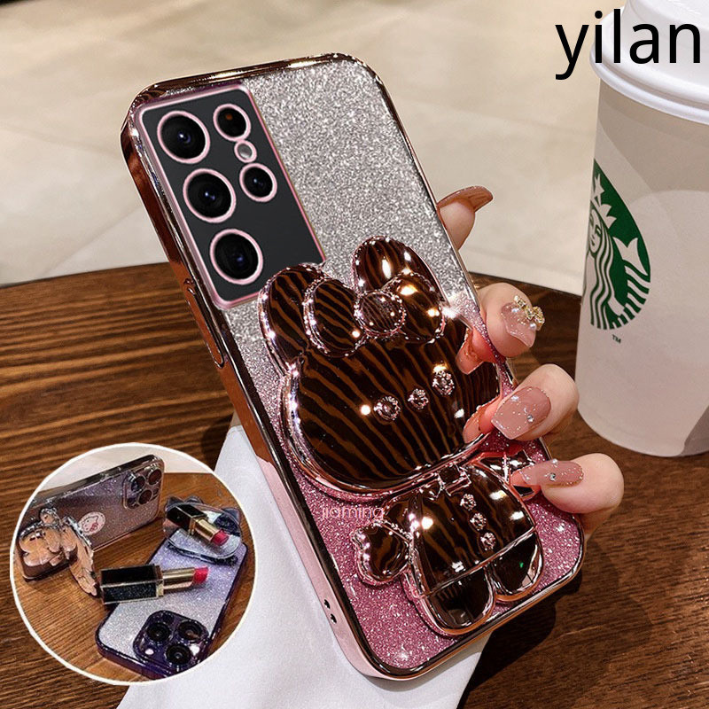 เคส Samsung S23 Plus S23 Ultra S23 กระจกเงา แฟชั่นแววผง ชุบ ซิลิโคนนุ่มกรณีกระต่ายน่ารักกรณีโทรศัพท์หลักฐานตก เคสโทรศัพท์ Samsung S23 Plus S23 Ultra S23